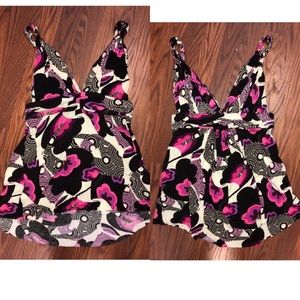 t-bags Floral Sleeveless Tunic Blouse